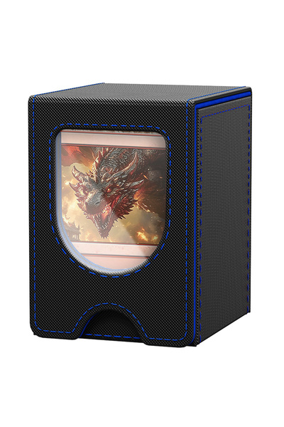 Choice BLACK BLUE Card Deck Box with U-shaped Display Window, Holds 100+ Doub...