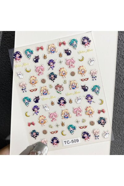 BANDAI 04 Cute cartoon Sailor Moon Tsukino Usagi embossed nail stickers, Moon...
