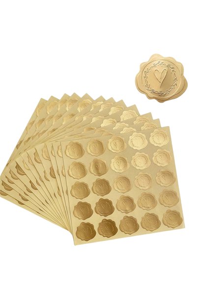 Choice Other gold heart 100pcs Gold Embossed Wax Seal Envelope stickes,Substi...
