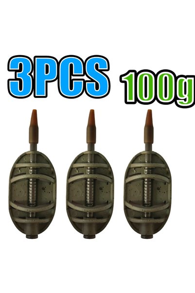 Choice 3PCS 100g Inline Method Feeder for Carp Fishing – Short Body Zinc Allo...