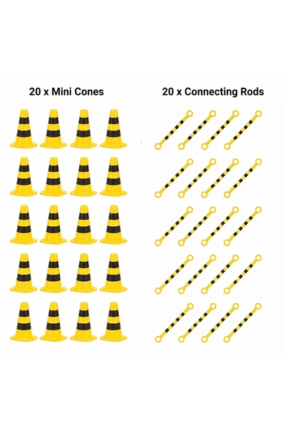 Choice 40pcs 20pcs Mini Traffic Cones and 20pcs Traffic Cone Bar for Building...