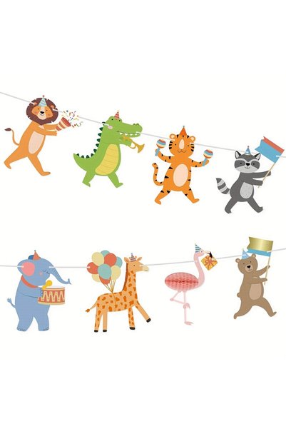 Choice 1 set 8pcs 8pcs/set Cartoon Animal Paper Banner Cute Jungle Animal Par...