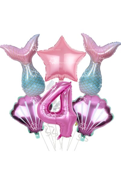 Miniso age 4 -6pcs Mermaid Birthday Party Decorations Tableware Tablecloth Pl...