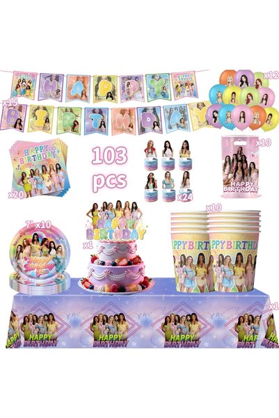 Hasbro 103pcs set New Katseye Birthday Party Decoration Tableware Set Tablecl...