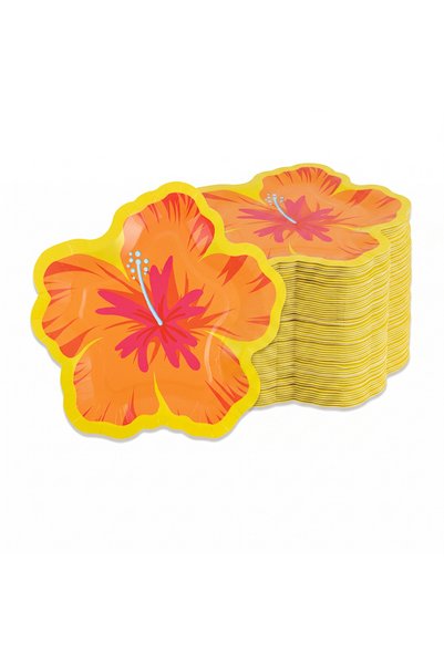 Choice 30Pcs Plates-3 Hibiscus Flower Shaped Paper Plates Hawaiian Luau Tropi...