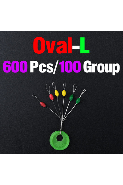 Choice Oval-L 600Pcs/100Groups Fishing Rubber Space Beans Stoppers, Oval & Cy...