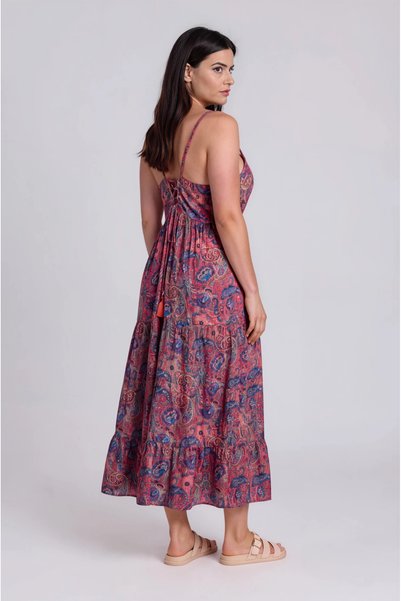 Marilyn Boutique Φόρεμα Αμάνικο Εμπριμέ Χρυσές Λέπτομέρειες