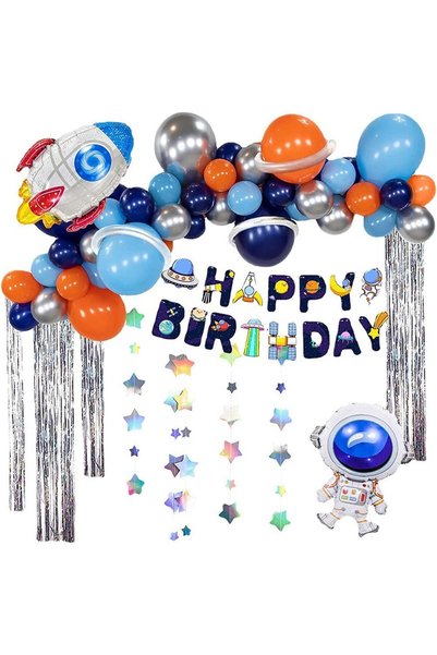 SYOSI Outer Space Birthday Party Decoration Set, Balloons Banner Supplies Ast...