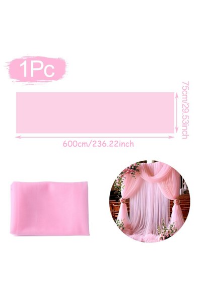 Choice 75X600cm pink 6M Tulle Backdrop Arch Draping Sheer Backdrop Curtain We...