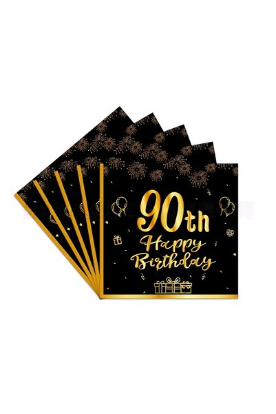 Choice 90th 20pcs Happy 18th 21th 30th 40th 50th 60th Birthday Black Gold Nap...
