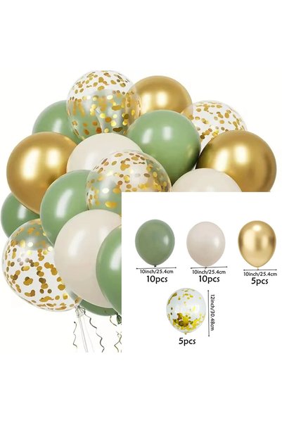 Choice Other 30PCS 30pcs Sage Green Sand white Gold Confetti Balloons Set For...