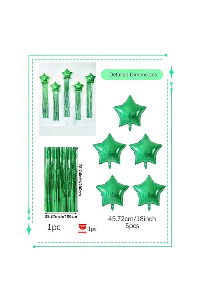 Choice Other green 7-piece Star-Shaped Balloon and Tassel Rain Curtain Set, S...