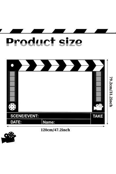 Choice 80x120cm Style 1 Movie Clapperboard Photo Booth Frame, Film Strip Desi...