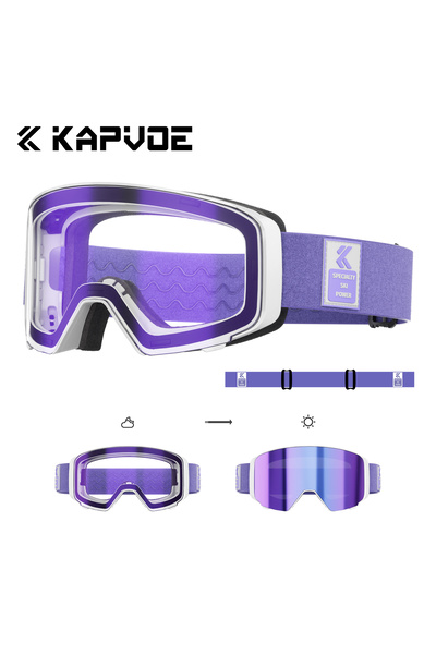 KAPVOE DZ-K724-PH-PU-04 Flip Over Magnetic Snow Goggles Photochromic Ski Men ...