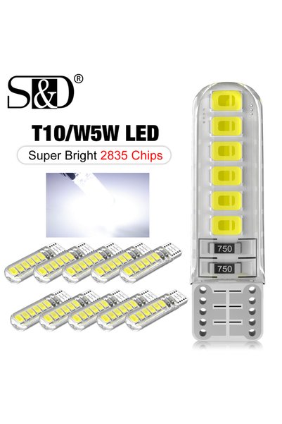 Choice WHITE 10 pieces 2/10x W5W T10 Led Bulbs Canbus 168 194 12pcs 2835 Chip...