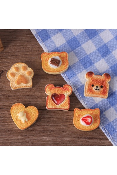 Choice mixture 6pcs 1/12 Scale Dollhouse Miniature Bear Caramel Toast Bread P...