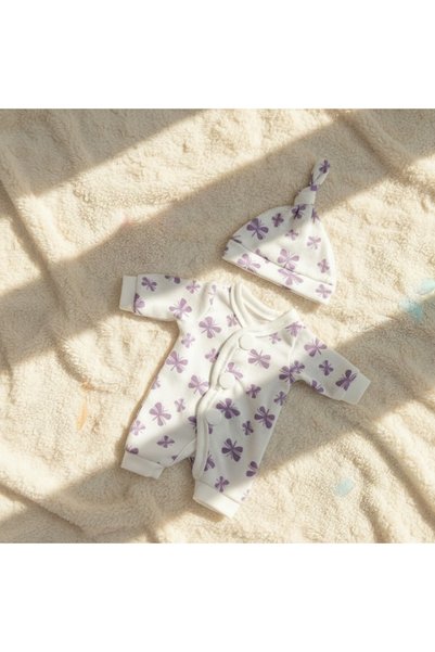 Choice White Purple 4 Styles Cutest Baby Romper Outfits for Size 8-9Inch Newb...