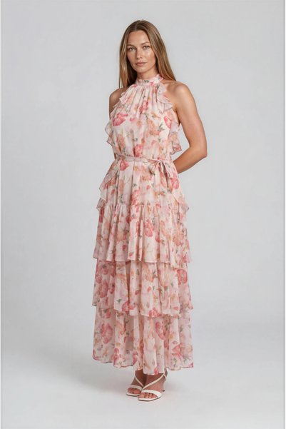 Marilyn Boutique Φόρεμα Maxi Floral Αμάνικο Βολάν