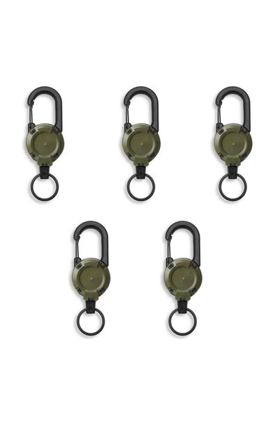 Choice Army green 5pcs Retractable Heavy Duty Pull Reel Carabiner Strong Stee...