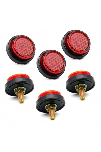 Choice 6 Pack Round Red Reflector Screws M5 License Plate Fastener Bolts and ...
