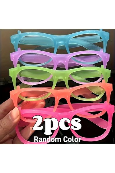 Choice 2pcs Random Color 2/24pcs Glow-in-the-Dark Neon Glasses No-Lenses Lumi...