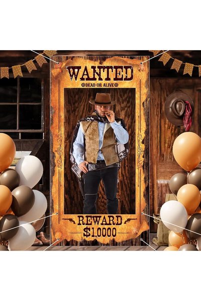 Choice 60x120cm Style 1 Western Cowboy Photo Booth Frame Backdrop Vintage Bro...