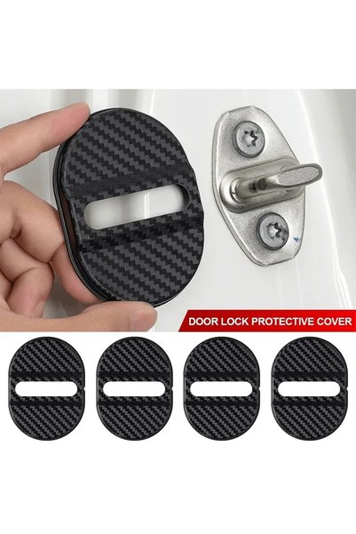Choice 4 pcs 4Pcs Carbon Fiber Door Lock Covers – Universal Shock-Absorbing, ...