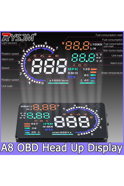 Choice Car Heads Up Display RPM Tachometer A8 OBD HUD Head-up Display Speedom...