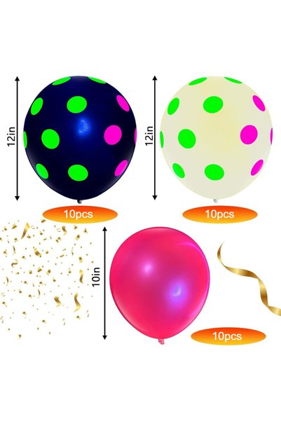 Choice 12INCH 30pcs 30pcs UV Neon Balloons Neon Polka Dot Glow Party Balloons...