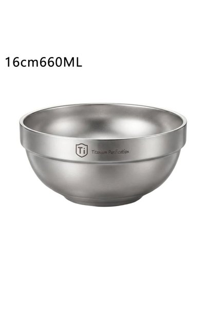 Choice 16cm 660ML Pure Titanium Camping Bowl Lightweight Double-Layer Anti-Sc...