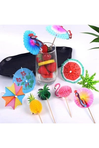 Choice 50pcs Random Mixed 20/50PCS Paper Umbrella Cocktail Sticks Hawaiian Lu...
