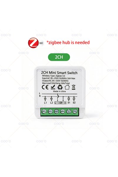 Choice 2CH 16A Zigbee 1/2/3 Gang Mini Smart Switch DIY Light Switch Module Su...