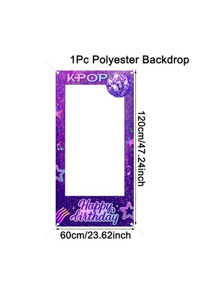 Choice as shown 919 Kpop Happy Birthday Photo Booth Backdrop Purple Sparkling...