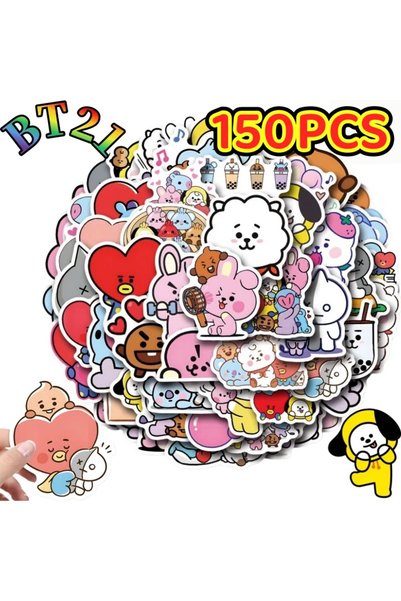 BANDAI Random 150PCS 100/200PCS BT21 Chimmy Cooky Koya RJ Shooky Mang Sticker...