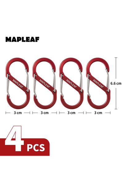 Choice أحمر - 4 قطع مشبك كارابينر مزدوج MAPLEAF على شكل حرف S للاستخدامات الم...