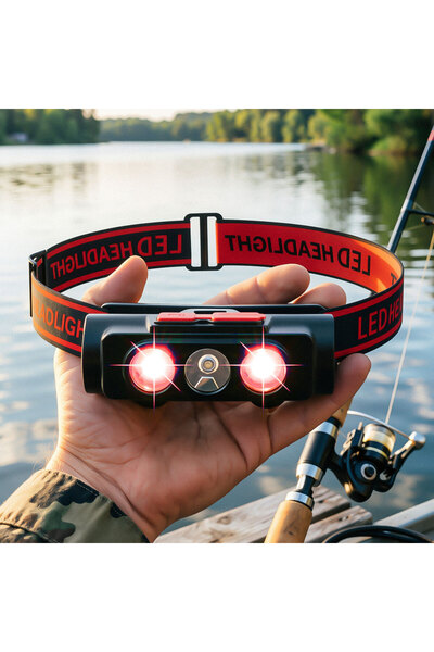 Choice NO Battery MINI Type-C USB White COB Red LED 18650 Hunting Headlight F...