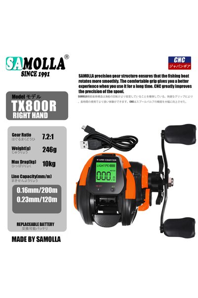 Choice ORANGE RIGHT New Big Led Screen Electronic Baitcasting Fishing Reel Hi...
