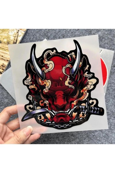 Choice C 15X15CM Japanese Oni Samurai Mask Waterproof Vinyl Stickers For Car ...