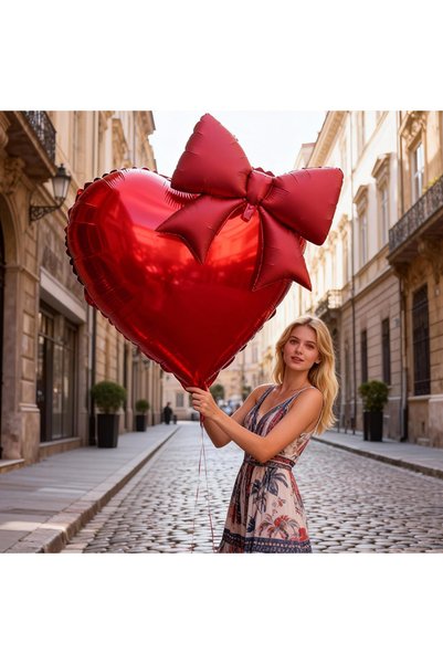 Choice بالون قلب أحمر بقياس 32 بوصة × 21 بوصة، قطعة واحدة، بالون قلب أحمر من ...