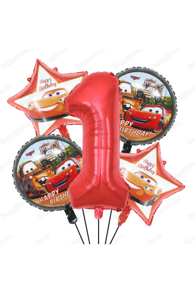 Hasbro 32INCH 01 Cute Round Five-pointed Star Red Car Theme Foil Balloons Set...