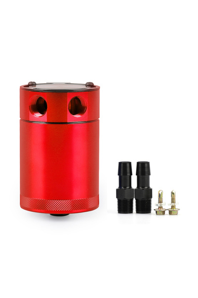 Choice Red Oil Catch Can Baffled Aluminum 2 Port Reservoir 300ml Breather Tan...