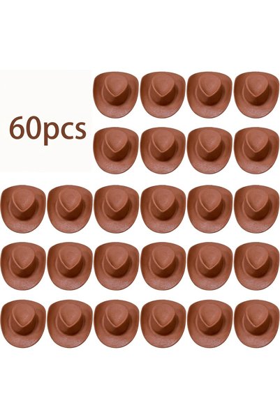 Choice 60pcs 60PCS Mini Brown Cowboy Hats, Western-style Party Mini Decorativ...