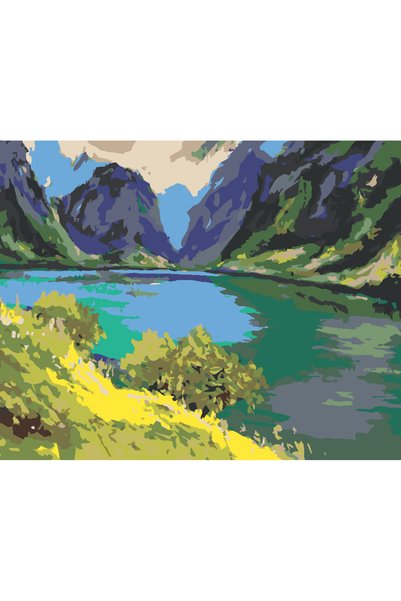 Painting-numbers Set pictura pe numere Priveliste muntoasa cu lac 3523, panza...