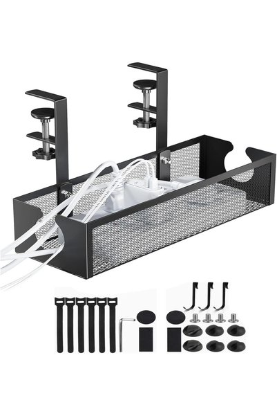 GENERAL Under Desk Cable Management Tray No Drill Steel Cord Management Under...