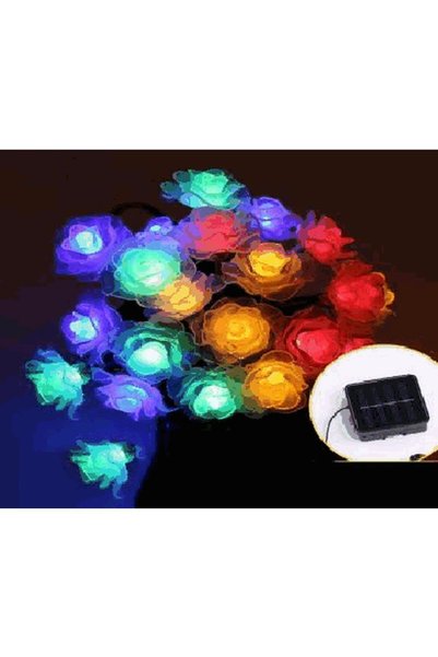 Genos Instalație solară decorativă pentru grădină, 5 m, 20 LED, model flori, ...