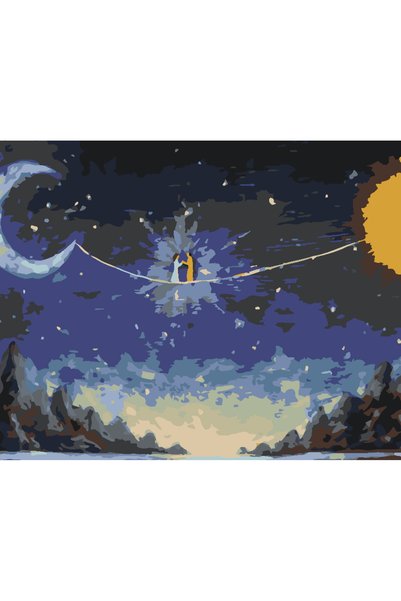 Painting-numbers Set pictura pe numere Luna si soare dragoste 3412, panza pe ...