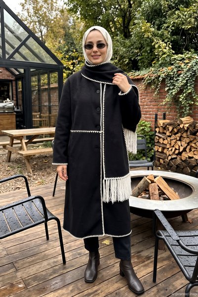 Lale Butik Cardigan tricotat pentru femei, cu nasturi în față și eșarfă detaș...