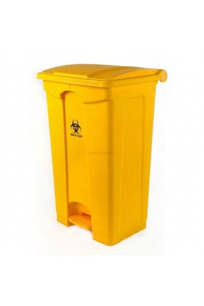 EK BINS Plastic Pedal Waste Bin Trash Can with Lid for Kitchen 87L Yellow