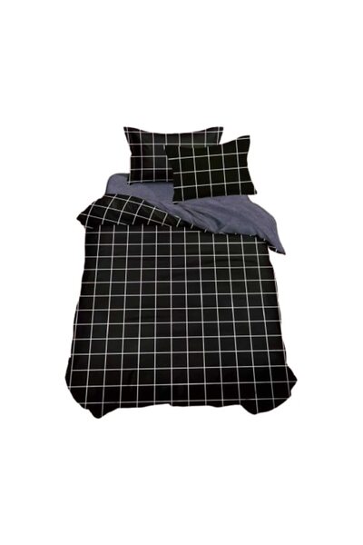 Johny Home Pucioasa Bed linen, 4 pieces, 1 person, 155x220, squares, black