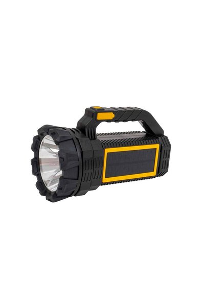 FOXMAG24 Handheld Flashlight, Solar and USB Charging, 3 Brightness Modes, 21 cm